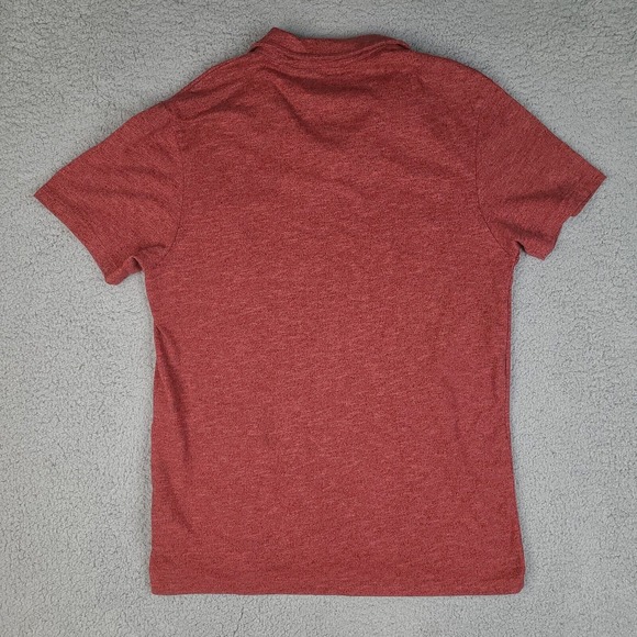 Guess Polo Shirt Mens Large Red Heathered Faux Leather Pocket Collared V-Neck - Picture 7 of 13